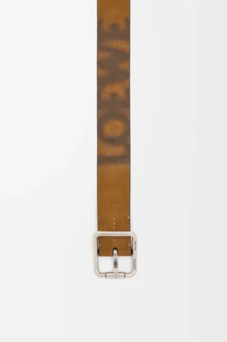Double Roller Curve belt in pressed suede Cognac/Vintage Palladium
