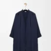 Draped dress in cotton Navy Blue
