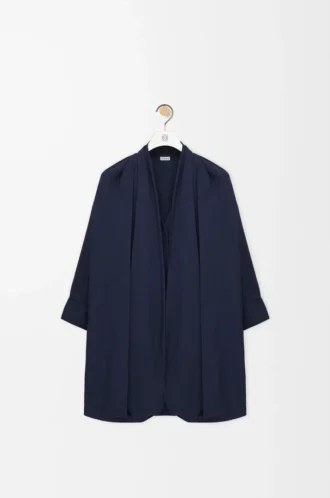 Draped dress in cotton Navy Blue