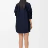 Draped dress in cotton Navy Blue