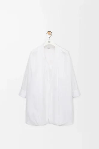 Draped dress in cotton White