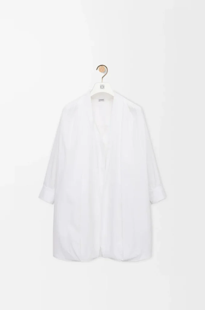 Draped dress in cotton White
