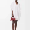 Draped dress in cotton White