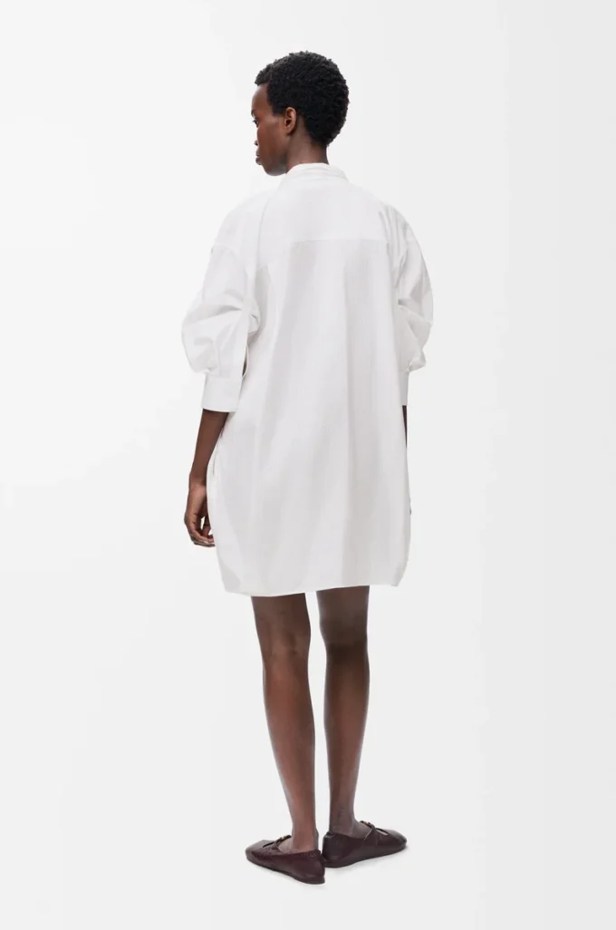 Draped dress in cotton White