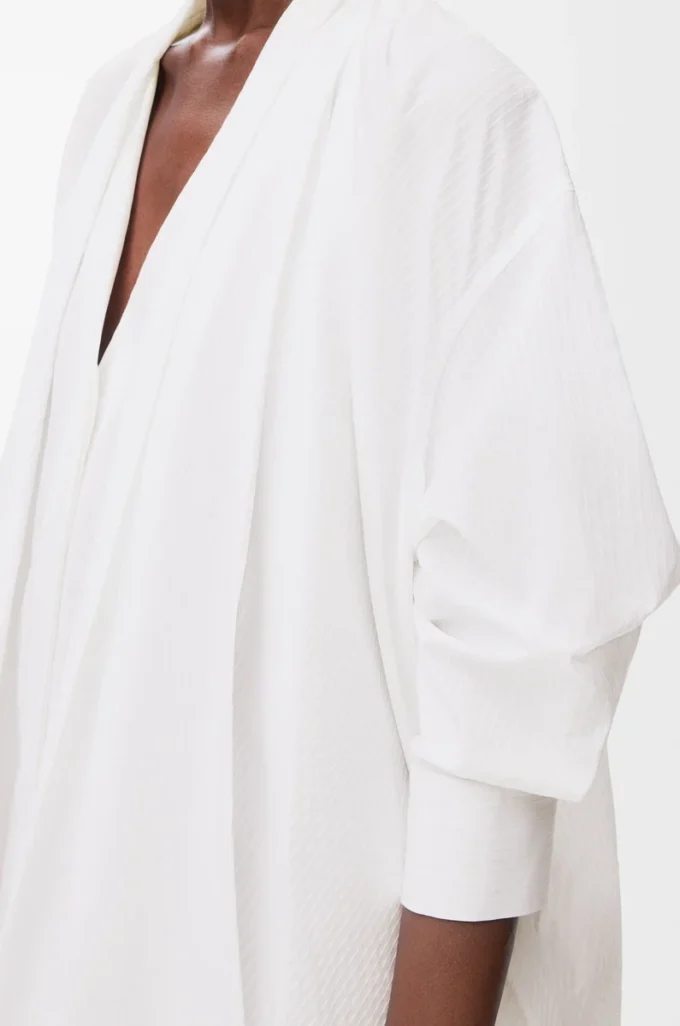 Draped dress in cotton White