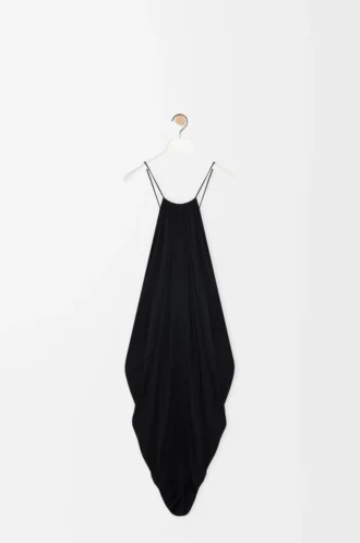 Draped dress in silk Black