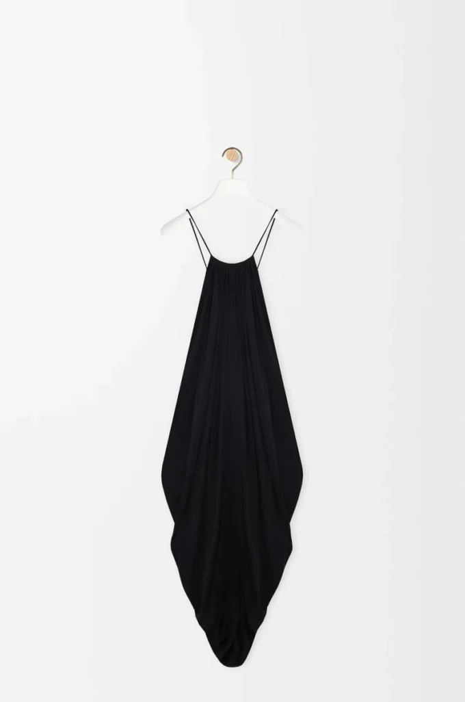 Draped dress in silk Black Draped dress in silk Black