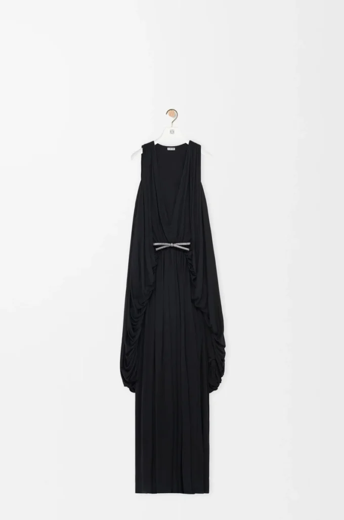 Draped dress in silk Black Draped dress in silk Black