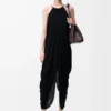 Draped dress in silk Black Draped dress in silk Black