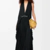 Draped dress in silk Black Draped dress in silk Black
