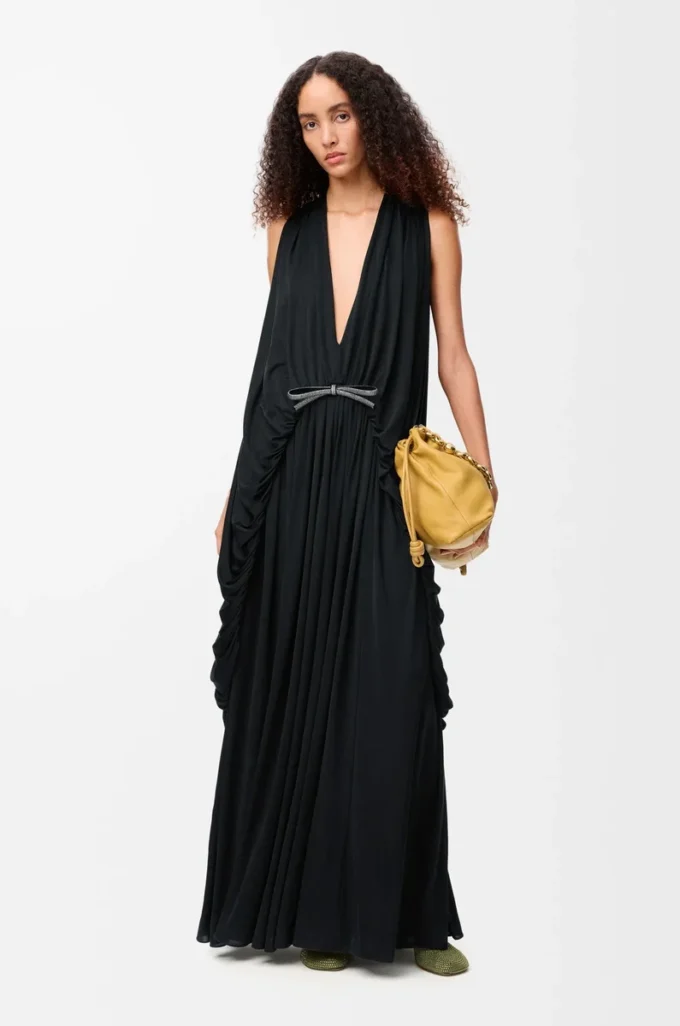 Draped dress in silk Black Draped dress in silk Black