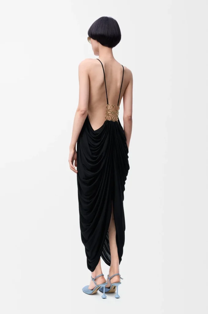 Draped dress in silk Black Draped dress in silk Black