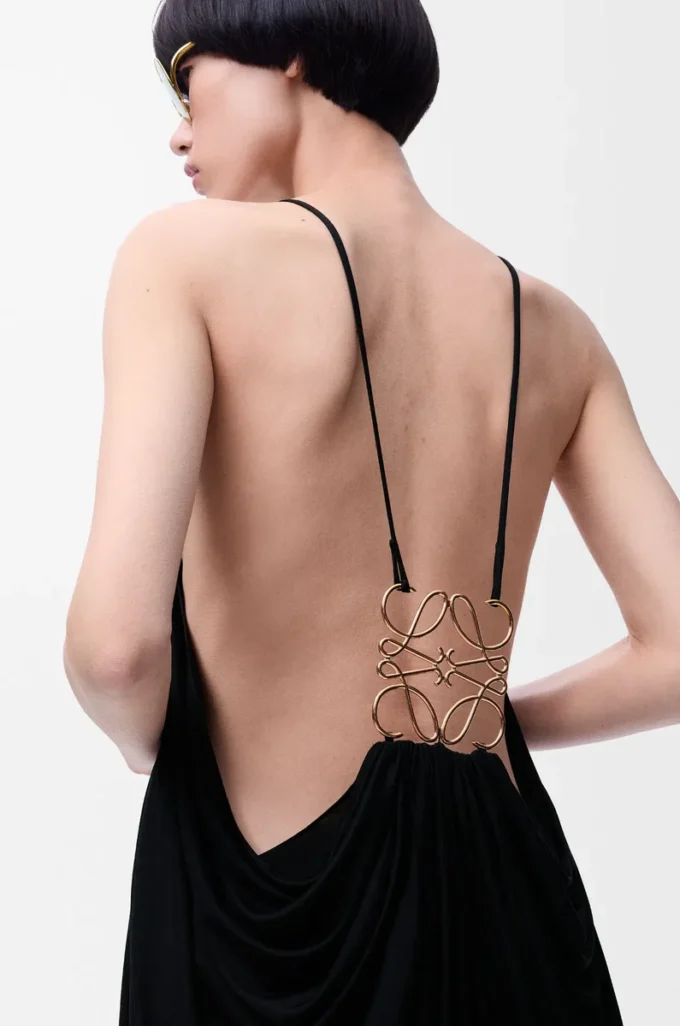 Draped dress in silk Black Draped dress in silk Black