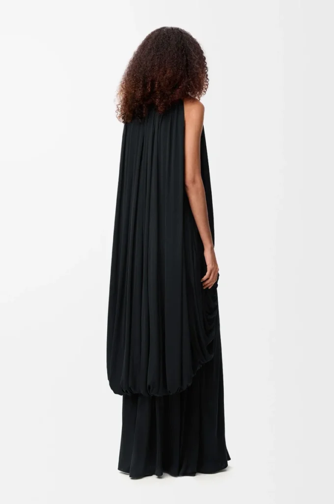 Draped dress in silk Black Draped dress in silk Black