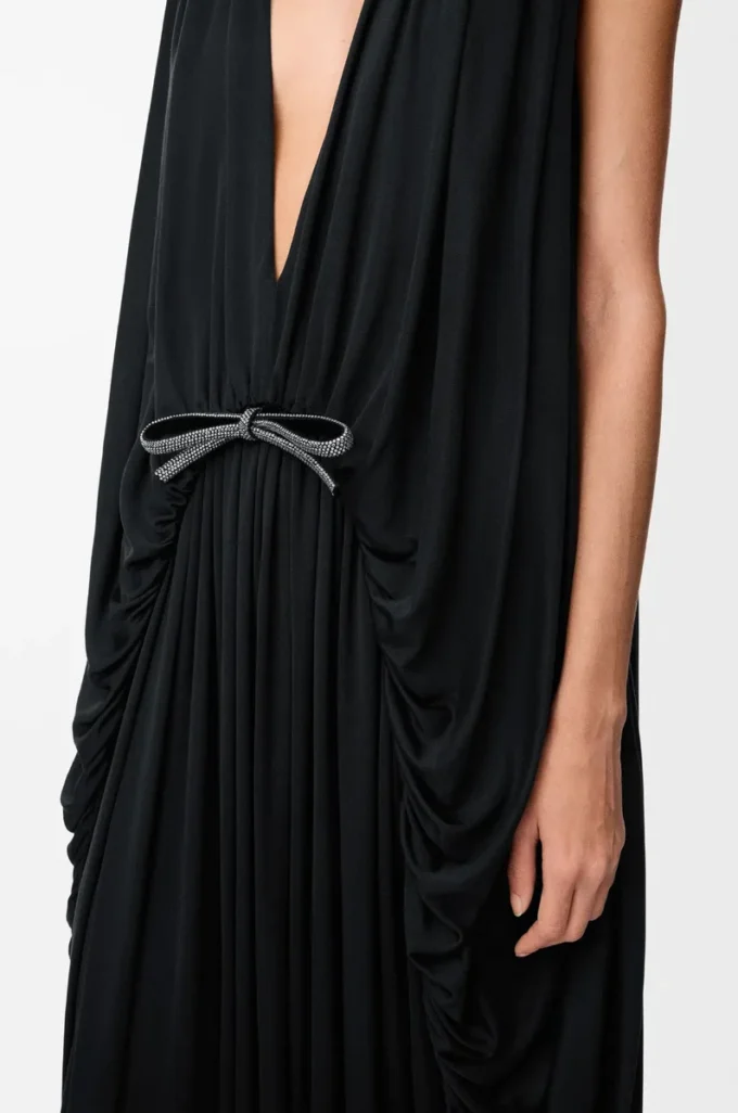 Draped dress in silk Black Draped dress in silk Black