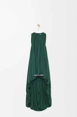 Draped dress in silk Green