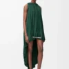Draped dress in silk Green