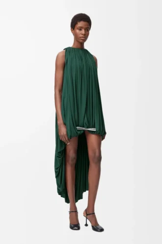Draped dress in silk Green