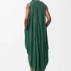 Draped dress in silk Green