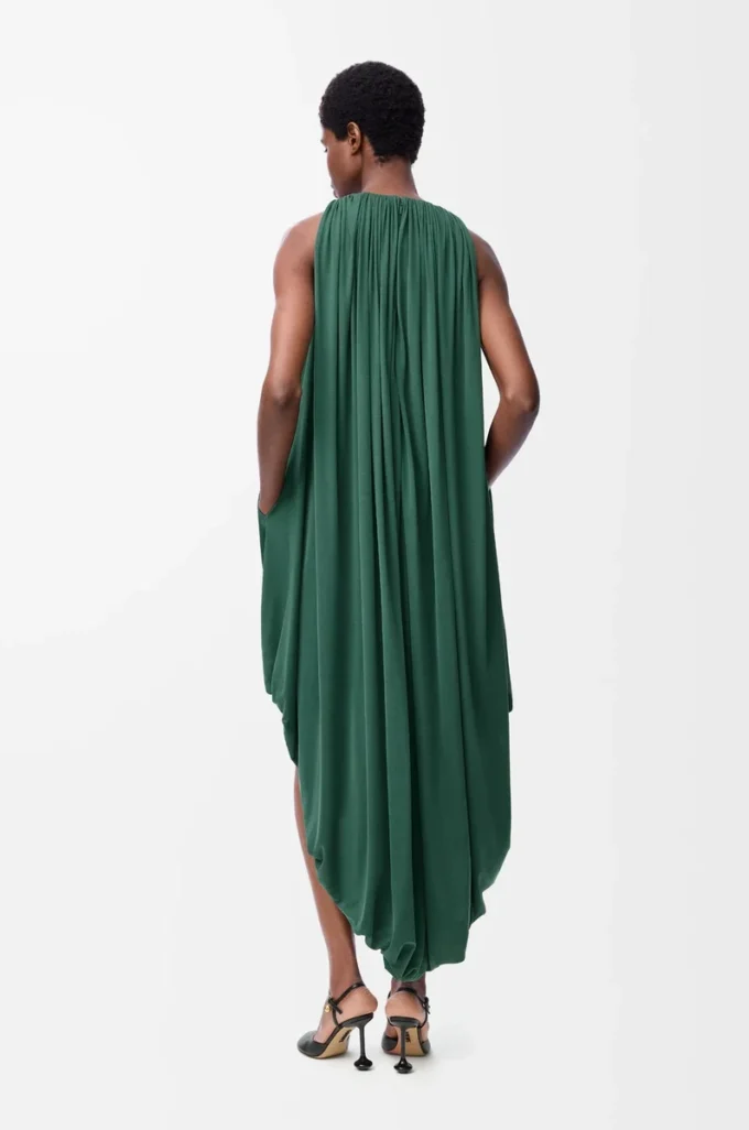 Draped dress in silk Green