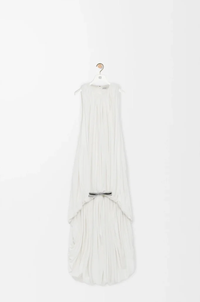 Draped dress in silk White Draped dress in silk White