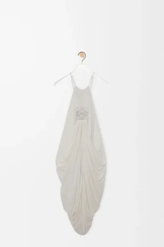 Draped dress in silk White