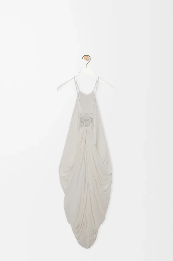Draped dress in silk White Draped dress in silk White