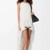 Draped dress in silk White Draped dress in silk White