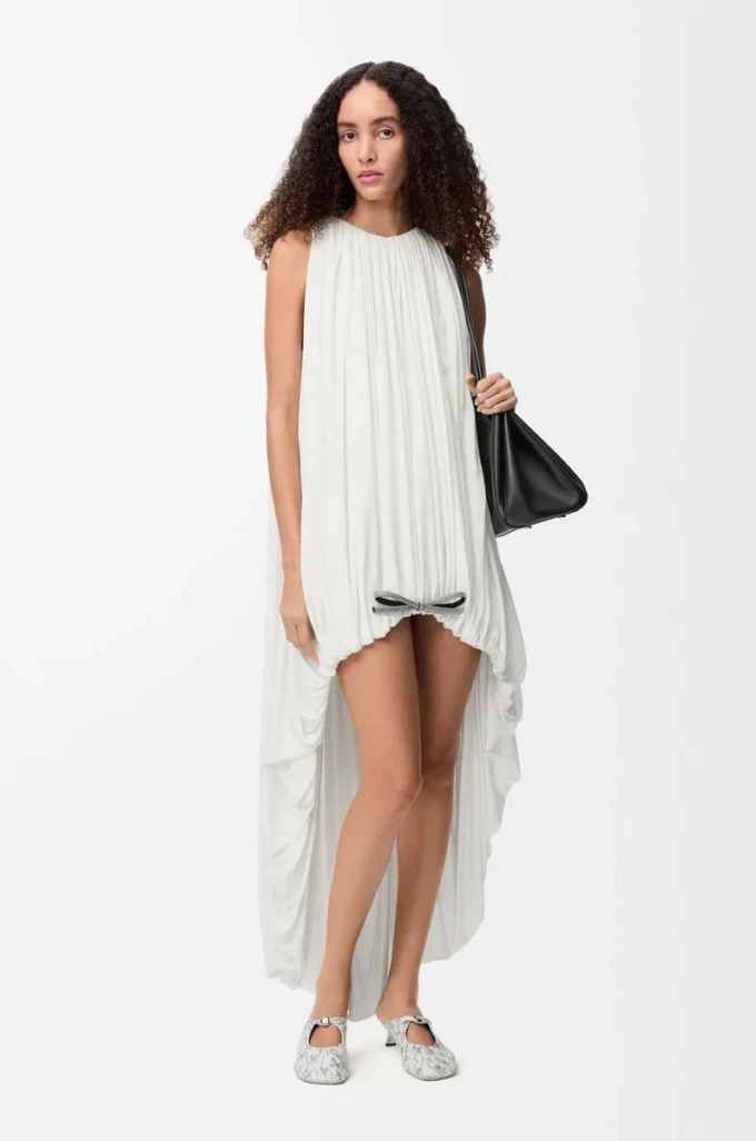 Draped dress in silk White Draped dress in silk White