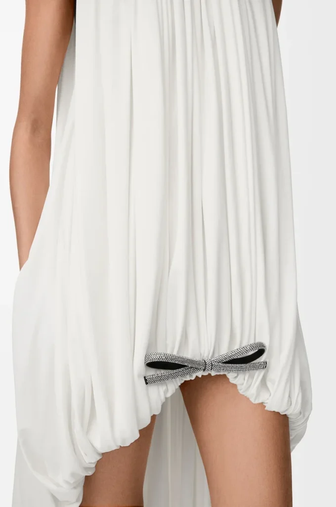 Draped dress in silk White Draped dress in silk White