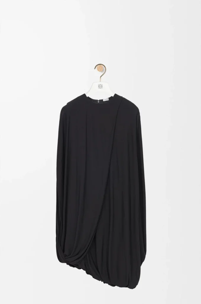 Draped dress in viscose Black Draped dress in viscose Black