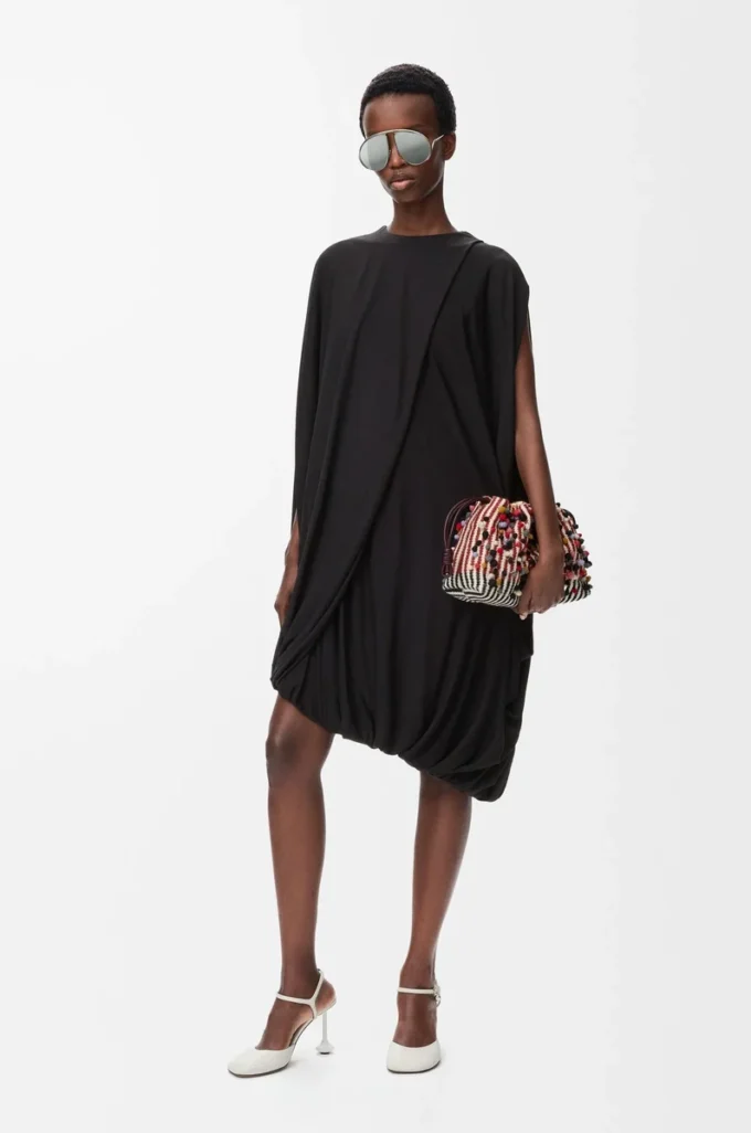 Draped dress in viscose Black Draped dress in viscose Black