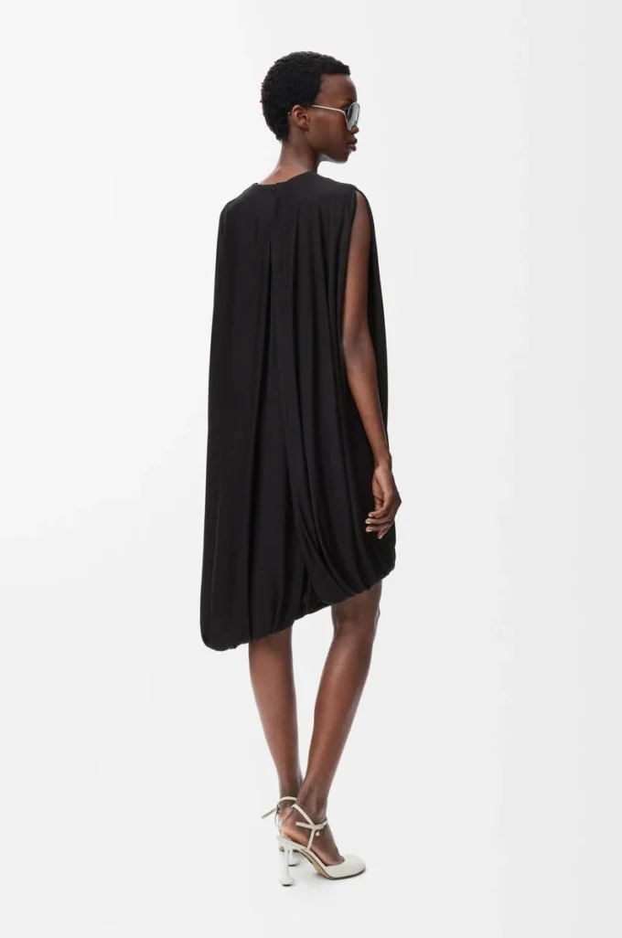 Draped dress in viscose Black Draped dress in viscose Black