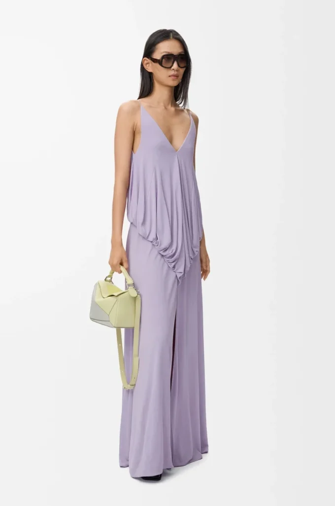 Draped dress in viscose Lilac