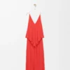 Draped dress in viscose Orange