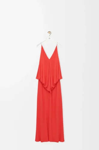 Draped dress in viscose Orange
