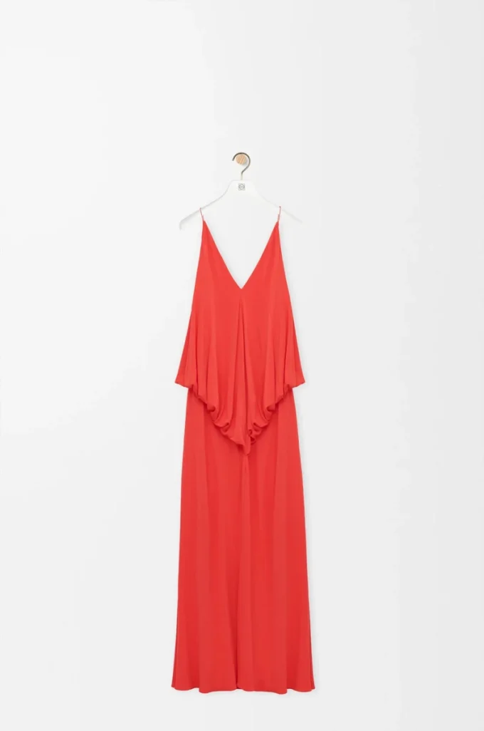 Draped dress in viscose Orange