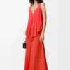 Draped dress in viscose Orange