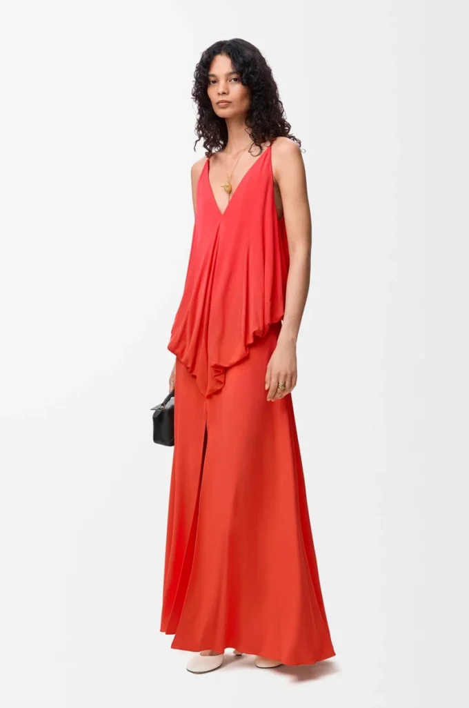 Draped dress in viscose Orange