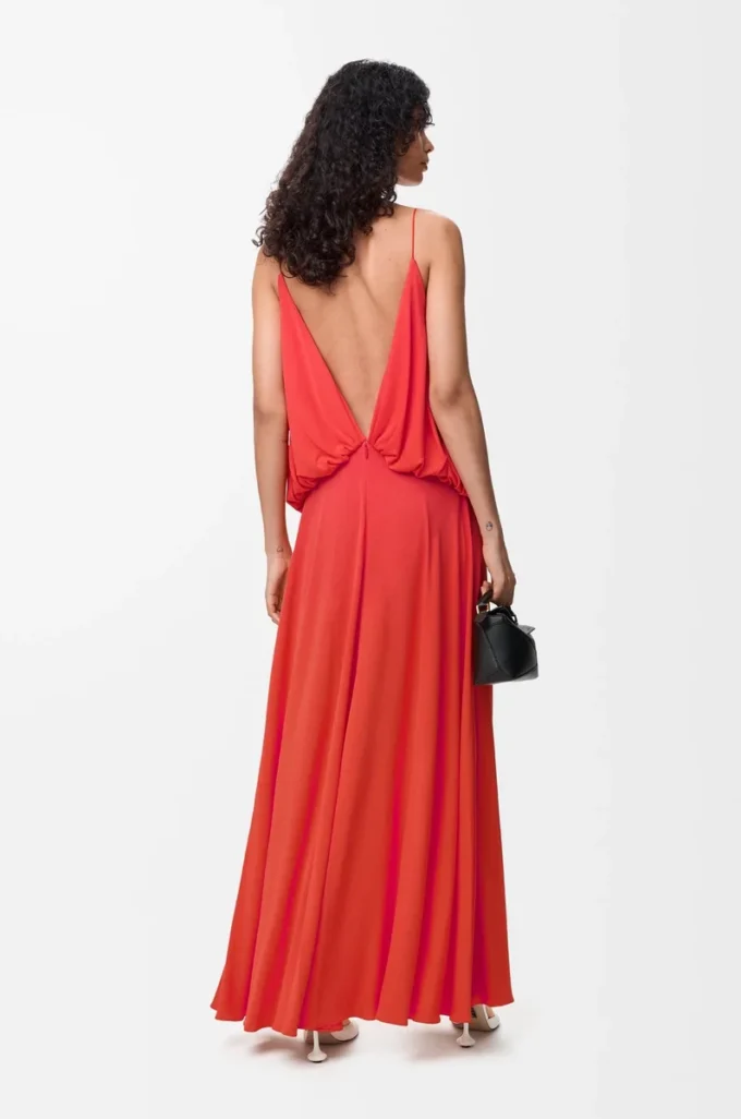 Draped dress in viscose Orange