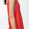 Draped dress in viscose Orange