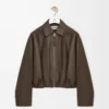 Draped jacket in nappa calfskin Dark Green Draped jacket in nappa calfskin Dark Green