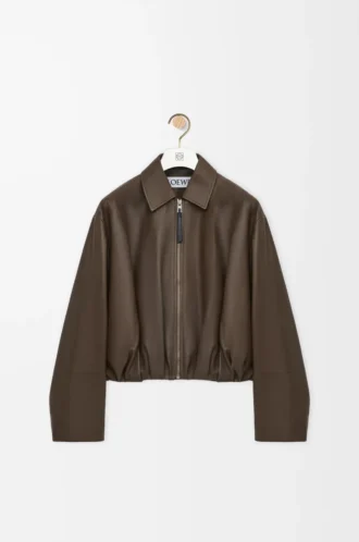 Draped jacket in nappa calfskin Dark Green