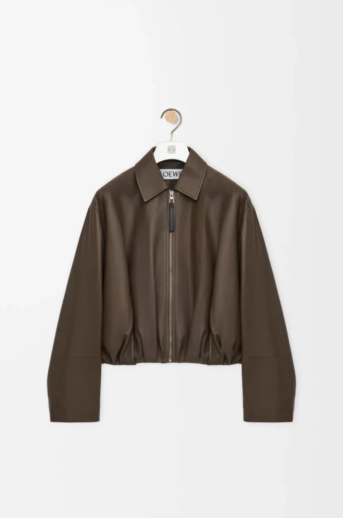 Draped jacket in nappa calfskin Dark Green Draped jacket in nappa calfskin Dark Green