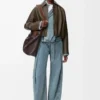 Draped jacket in nappa calfskin Dark Green Draped jacket in nappa calfskin Dark Green