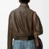 Draped jacket in nappa calfskin Dark Green Draped jacket in nappa calfskin Dark Green