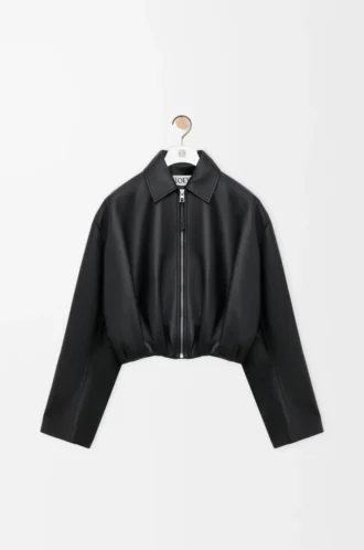 Draped jacket in nappa lambskin Black