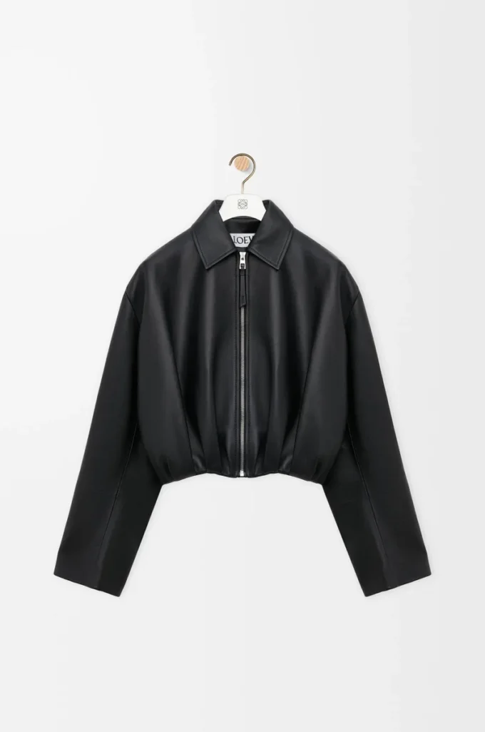 Draped jacket in nappa lambskin Black