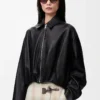 Draped jacket in nappa lambskin Black
