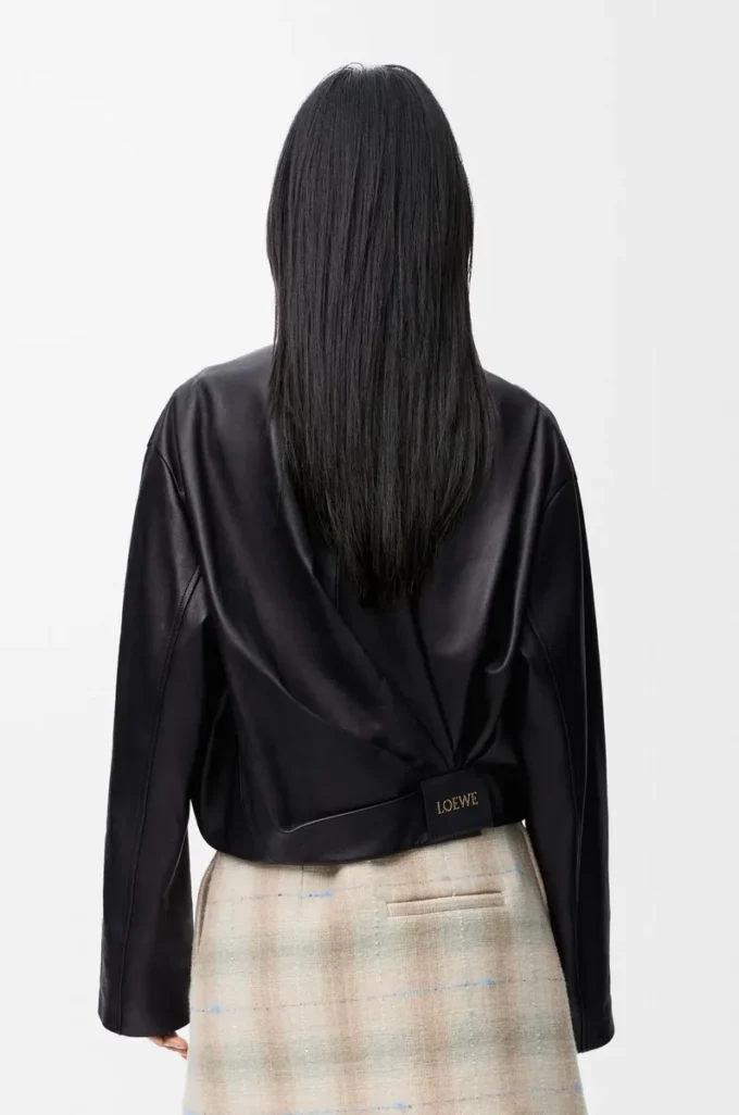Draped jacket in nappa lambskin Black